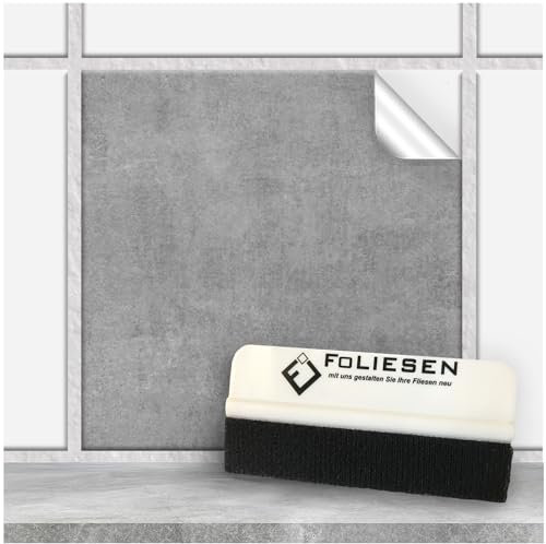 FoLIESEN - Fliesenaufkleber 15x15 cm | selbstklebende Fliesen-Folie für Bad & Küche | Klebe-Folie für Wandfliesen & Küchenrückwände | 100 Klebefliesen + Rakel, .:Greydi - 15x15 cm