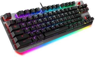 ASUS Strix Scope TKL kabelgebundene mechanische RGB-Gaming-Tastatur für FPS-Spiele, mit Cherry MX-Schaltern, Aluminiumrahmen und Aura Sync-Beleuchtung französisches Layout, 90MP01N1-BKFA00