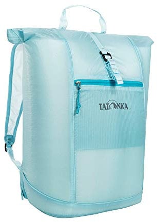 Faltrucksack Tatonka SQZY Rolltop 25l - Ultraleichter, faltbarer Rucksack mit Rollverschluss, extra Packbeutel und 25 Liter Volumen - Klein verpackbar - Damen und Herren - hellblau