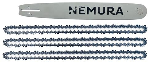 Nemura Guide de 40 cm et Lot de 3 Chaînes de tronçonneuse - Comptabile avec Stihl MS240, MS241, MS260, MS261, 024, 026-67 Entraîneurs - Pas 325 - Jauge 1,6 mm - Pièce Détachée - Marque Française
