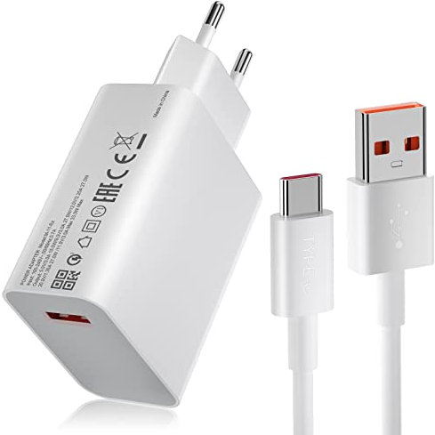 33W Caricabatterie Caricatore con Cavo USB C 1M Per Mi Turbo Charge Caricabatterie rapido Adattatore Charge Turbo Cavo USB Type-C per Xiaomi 11 Lite/Mi 11i/10T,Redmi Note 14 13 12S 11 11S 10 Pad Pro