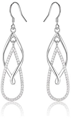 Ohrringe Silber 925 Hängend mit glänzen Zirkonia Ohrhänger Dangly Ohrringe für Damen Mädchen Silber Schmuck Geschenke