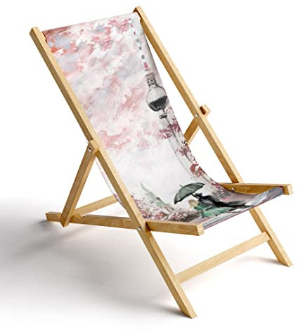 MyMaxxi Liegestuhl Holz Bedruckt Gartenstuhl - Berliner Romantik - Terrasse Balkon Sonnenliege - klappbar Strandstuhl Garten - Relax Gartenliege - verstellbar
