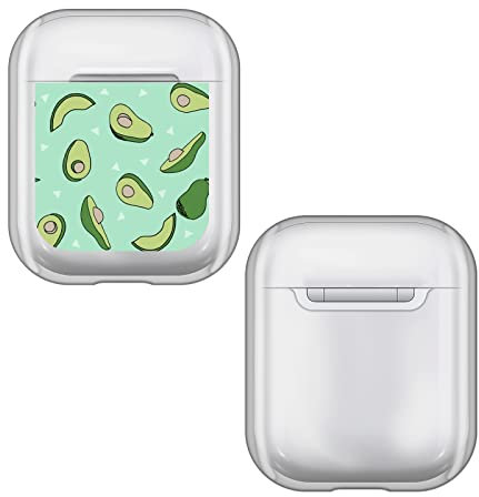 Head Case Designs Offizielle Andrea Lauren Design Avocado Kunst Mix Durchsichtig Harte Kristall Handyhülle Hülle Huelle kompatibel mit Apple AirPods 1 1st Gen / 2 2nd Gen Charging Case