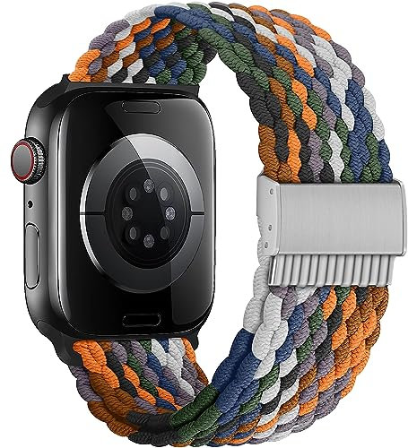 TINICR Ersatzarmband Kompatibel mit Apple Watch Armband 41mm 40mm 38mm, Elastisches Verstellbares Geflochtenes Nylon Solo Loop Sport Armbänder für iWatch Series Ultra/SE/8/7/6/5/4/3/2/1 Herren Damen