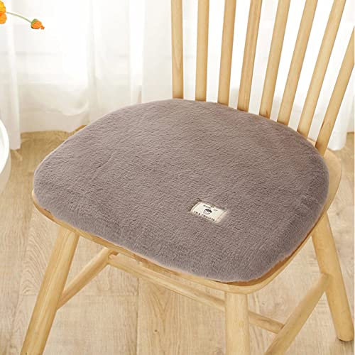 Yadlan Stuhlkissen 40x40 mit BäNdern 6er Set, Sitzkissen Stuhl Fell Eckig, Stuhlauflagen EsszimmerstüHle, Kurzfell Sitzpolster Gartenstuhl, Waschbar PlüSch Sitzkissen KüChenstuhl Grau