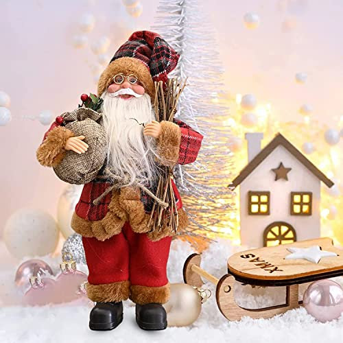 Tuzsocr Weihnachtsdeko Deko Figuren H35cm Weihnachtsmann Figuren Deko Sitzend/Stehend Neujahr Stoff GroßWeihnachtspuppen Herbst Dekor Weihnachtspuppenschmuck Für Home Holiday Dekorationen (D)