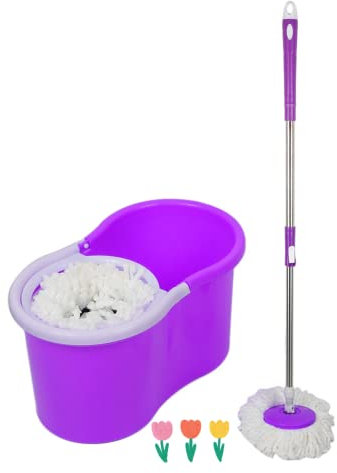 RELOVE Mopa Microfibra y Cubo Escurridor Fregona Plano Giratorio y Cubo Autoescurrido Pequeño y Liviano con Manos Libres Trapeador de Limpieza de Suelos