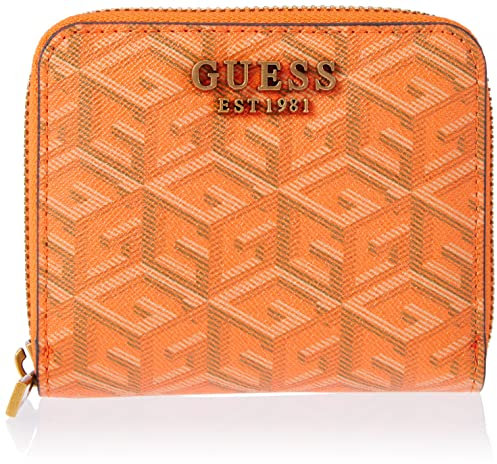 GUESS Laurel SLG Small Zip Around, Bag Women, Logo Orange, Taille Unique