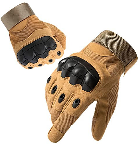 Firschoie Taktische Handschuhe Militärische Handschuhe Motorrad Handschuhe, Mit hartem Knöchelschutz und 2-Finger Touchscreen, Geeignet für Dschungelerkundung,Trekking, Motorrad, MTB-Fahren(Braun XL)