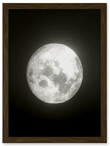 Artery8 Lunar Phases Full Moon Space Astronomy Artwork Framed Wall Art Print A4