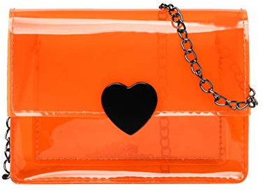 Klein Umhängetaschen Damen Tasche kleine durchsichtige Taschentasche Schulter Mode Frauen Boten-Taschen Umhängetaschen Damen Schwarz (Orange, One Size)