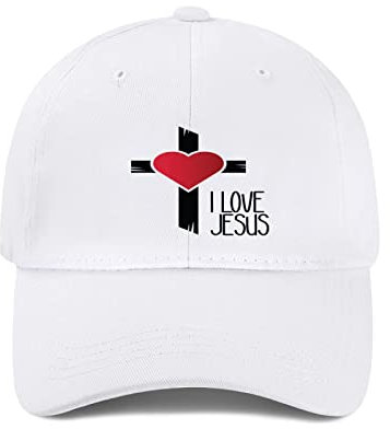Miujonvy Unisex Vintage Washed Baseball Cap Dad Caps I Love Jesus Herz Baseball Trucker Caps, Weiß 0, One size