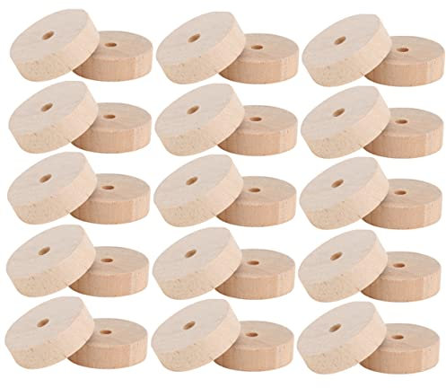 TOPPERFUN Räder Holzrad Holzräder Holz: 30 Stück Holz Bastelräder, Kinder-Bastelräder Holzspielzeug mit Holzrädern Autoräder für DIY Fahrzeughandwerk, 28 x 10 mm