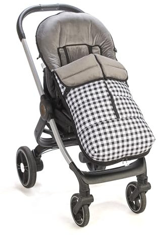 Saco polar de Silla de Paseo Universal, Saco carrito de Bebé invierno, Desmontable impermeable y transpirable (Vichy Negro)