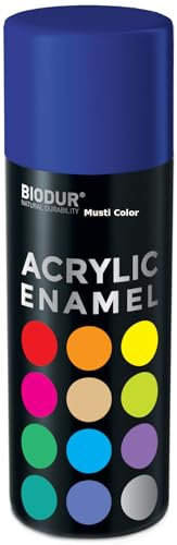 Biodur Universelle Acryl-Emaille Sprühlack 400 ml, Glänz RAL 5002 Ultramarinblau, Glänzend, Akrylemaille UV-beständig, Universell Einsetzbar für Innen- und Außenbereich, Schnelltrocknend Sprühdose