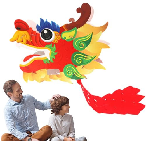Holdes Dragon en Papier du Nouvel an Chinois,Décorations de Dragon Chinois - Décoration de la Fête du Printemps DIY Tête de Dragon - Tête de Dragon de Mascotte du Zodiaque à Structure Stable, Cadeau