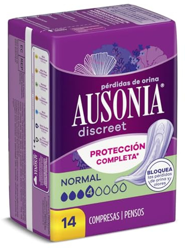 Ausonia Discreet Damenbinden für Urinverlust, Normal, 14 Stück, für Damen, vollständiger Schutz, unglaubliche Diskretion