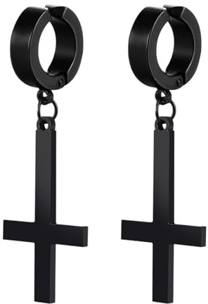 Cupimatch Ear Cuff Kreuz Fake Ohrringe: Ohrringe Ohne Ohrloch Inverted Cross Ohrhänger Edelstahl Ohrclips Gothic Ohrstecker Upside Down Kreuz Ohrklemme für Herren Damen