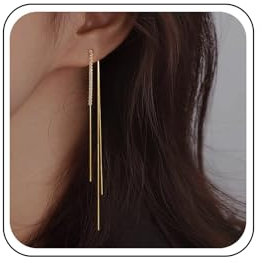 Atentuyi Gold Hänger Kristall Kette Ohrringe Earring Baumeln Quasten Cz Tassel Ohrstecker Schmuck Für Frauen Und Mädchen