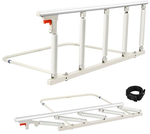 Brolteja Barandilla Plegable de Seguridad,Barandilla de Cama,Rieles de Cama Plegable para Personas Mayores,Barandilla de Cama para Adultos Mayores Barandillas de protección para niños, 5 pilares