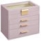 SONGMICS Jewellery Box with Glass Lid, 4-Layer Jewellery Storage Organiser with 3 Drawers, Plenty of Storage, Modern, Gift Idea, 15.3 x 25.1 x 21.5 cm, Lavender Purple and Gold Colour JBC161P01