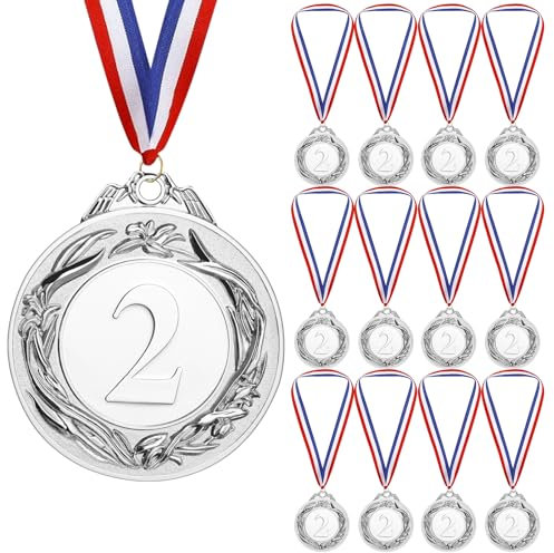 Geepen 12 Stücke Medaillen, Goldmedaille mit Halsbändern, Belohnungsmedaille für Kinder, Siegermedaillen, Goldpreise für Sport, Wettbewerbe, Party