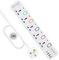 East Tim Extension Lead with USB C Slots Switches 5 Ways Power Strip Fast Charging White Power Extension Cord Mutli Plug Adapter with 3M Extension Cable Individual Switches for Room, Office, Dorm