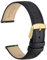 WOCCI 16mm Grace Leather Watch Strap for Ladies, Top Grain Leather, Quick Release Replacement Band with Gold Buckle (Black)