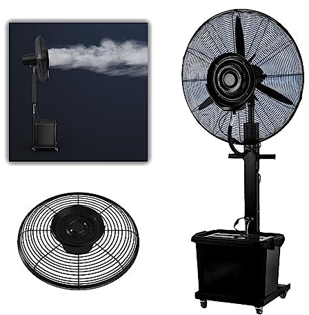 High Velocity Misting Fan Industrial - 3 Cooling Speeds, 11 Gallon Tank, 90° Oscillating - Pedestal Heavy Duty Fan for Indoor/Outdoor - Best for Cooling and Comfort