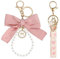 Aikeis Set di 2 Portachiavi Rosa: Fiocco Con Perla e Conchiglia Con Amore - Accessori per Donna e Ragazza