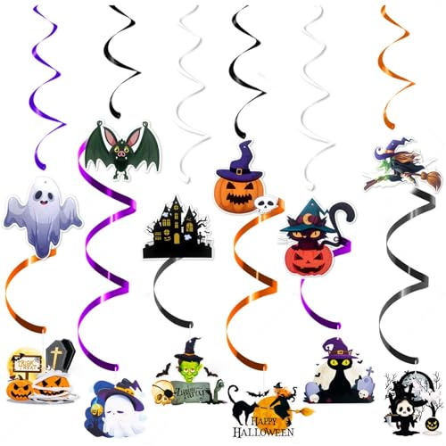 Halloween Spiral Girlanden, Halloween Hängende Wirbel Dekorationen, 12 Stück Hängende Halloween Spiralen, Wirbel Dekoration, Luftschlangen Dekoration, Girlande, Butyeak