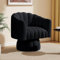 SEYNAR Mid Century 360 Grad drehbare Kuscheltonnen-Akzentsofasessel, runde Sessel mit breit gepolstertem, flauschigem Samtstoffstuhl für Wohnzimmer, Schlafzimmer, Büro, Wartezimmer (schwarz)