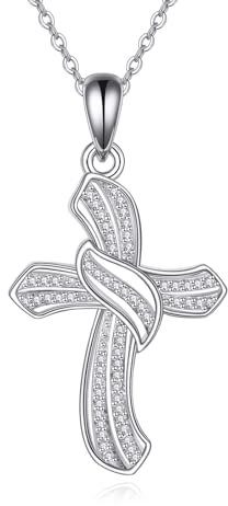 YAFEINI Kreuz Kette Sterling Silber Stammbaum des Lebens Religiöses Christlich Kreuz Anhänger Halskette Taufe Schmuck Geschenke für Damen