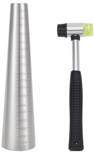 BENECREAT Bracelet Mandrel Sizer Set, Including Iron Hammer, Stainless Steel Round Bracelet Mandrel with Graduated, Adjust Bracelet Making Jewelry Making Tool for Jewelry Makers DIY