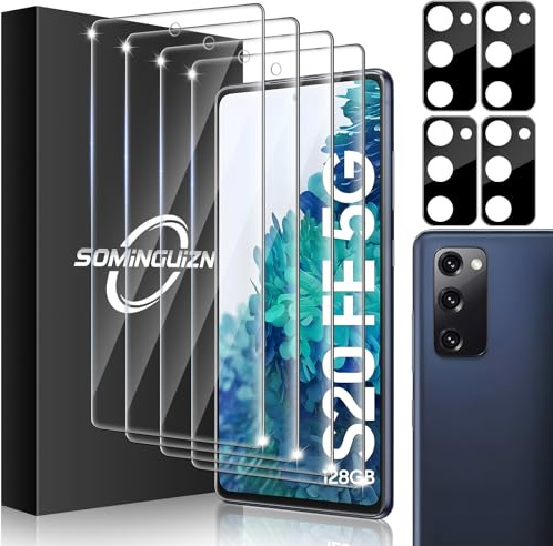 4+4er-Pack für Samsung Galaxy S20 FE 5G Displayschutzfolie & Kameraschutzfolie, 9H gehärtetes Glas für Mobiltelefone, Anti-Fingerabdruck-Kamerahülle (Galaxy S20 FE)