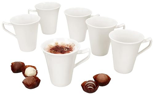 MamboCat Ivory 6er Set Kaffeebecher I 220 ml I elfenbeinweißes Porzellan-Becher mit Henkel für 6 Personen I Tassen für Heißgetränke wir Tee, Kakao & Co