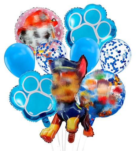 Heartsking Hund Luftballons Geburtstagsdeko, 9pcs Hund Patrol Party Deko für Mädchen Junge, Folienballon Paw Dog Kit für Dog Thema Kindergeburtstag Party Luftballon Supplies Deko