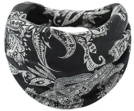 HIGOU Tuch Schwarz Seide TüCher Schwarz Schal Damen Europäisches und amerikanisches bedrucktes Blumenstirnband Doppelschicht-Stirnband mit breitem Haarschmuck Schal Blau Damen Schal (AV, One Size)