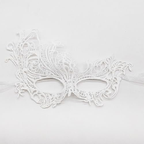 Blausky Augenmaske,Spitze Maske,Sexy Lace Augenmaske für Frauen,Halloween Auge Maskiert,Maskerade Maske,Venezianische Maske Spitze Damen,für Halloween Karneval Abendkleid Tanz Ball Party,Weiß