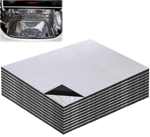 WPPQWP 5mm Tapis Insonorisant pour Voiture, 10pcs 40x25cm isolation phonique voiture, Auto Adhésif Isolant Voiture pour Moteur Toit Portes (5mm)