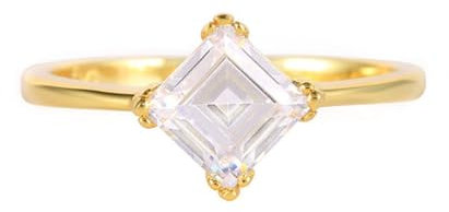 Epinki Rotgold 585 14 Karat Trauringe, Solitärring Eheringe 14K Rosegold Freundschaftsringe mit Moissanit Quadratschliff Echt Gold für Damen, Gr.57 (18.1)