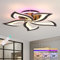 ZAITINZ Deckenlampe Led,5 blütenblätter Wohnzimmerlampe,Deckenleuchte Dimmbar mit fernbedienung,lampe wohnzimmer 50W,Moderne Deckenleuchten mit Memory Funktion,Led Deckenleuchte Schwarz 3000-6000K