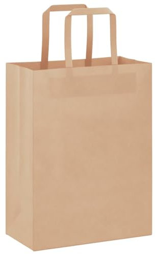 vidaXL Papiertragetaschen 50 Stk., Papiertüten mit Henkeln, Kraftpapiertüten, Geschenktüten für Einkaufen Hochzeiten Verpackungen Partys Geburtstag Weihnachten, Braun 21x11x28cm