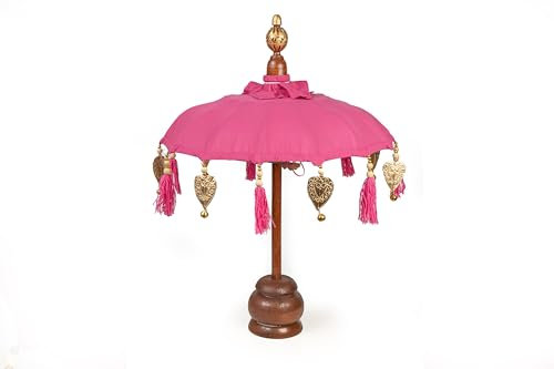 SOMBRILLA S/MESA FUCSIA EN SOP. MADERA