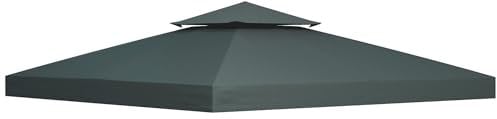 Outsunny 3 x 3(m) Gazebo Canopy Roof Top Replacement Cover Spare Part Charcoal Grey (TOP COVER ONLY)