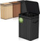 Mihoho 80 Liter/21 Gallon Large Trash Can with Lid, Garbage Bin Wastebasket made of bamboo, Outdoor Garbage Can/Waste Bin for Home, Office, Bathroom, Kitchen 40X30X60 CM (Black)