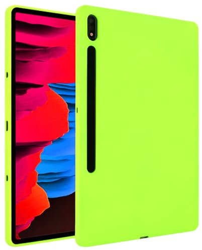 Custodia compatibile con Samsung Galaxy Tab S8 Plus 2022/S7 FE/S7 Plus 5G 12,4 pollici, antiurto, sottile, leggera, custodia protettiva in morbido silicone (verde fluorescente)