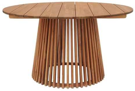 AltoBuy LIRICIA - Table Repas de Jardin Ø120cm en Teck Massif Pied Central Ajouré