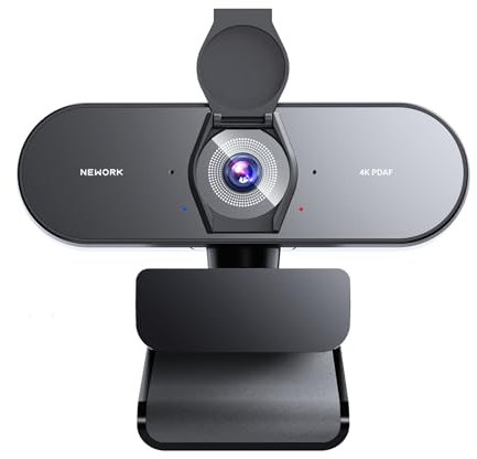 NEWORK Cámara Web 4K UHD con Enfoque Automático Ultra Rápido PDAF, con Sensor de 1/2,5, 1080P@60FPS, Micrófonos Duales con Cancelación de Ruido AI, Cubierta de Privacidad, FOV 79°, USB Plug&Play